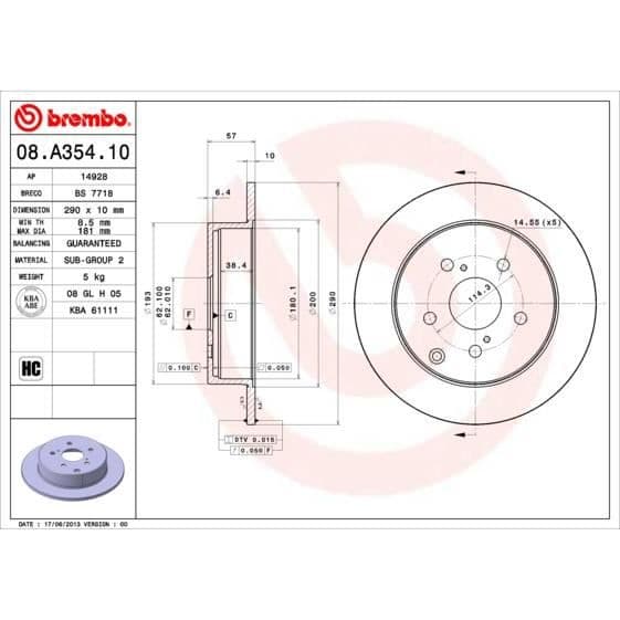 BREMBO Bromsskivsats 08.A354.10