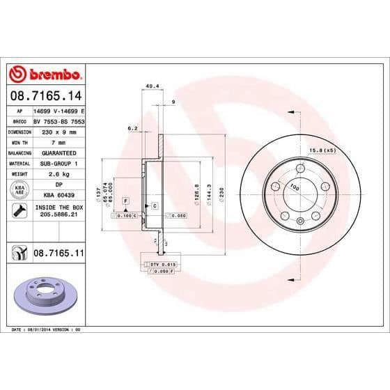 BREMBO Bremseskive Sæt 08.7165.11 - 2 stk