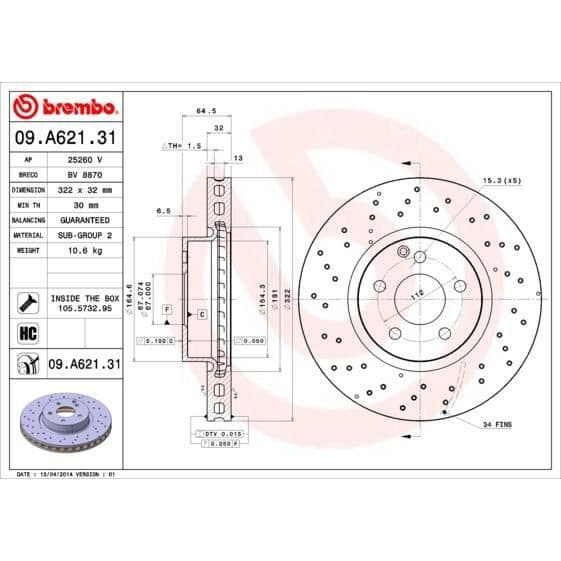 BREMBO Bremseskive 09.A621.31