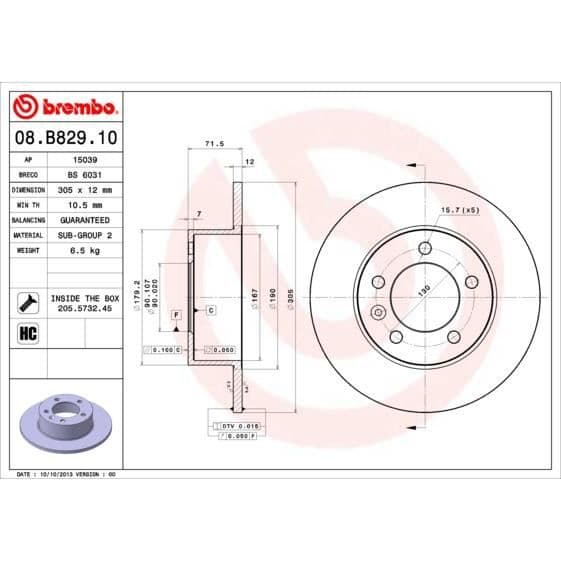 BREMBO Bromsskivsats 08.B829.10 - 2 delar