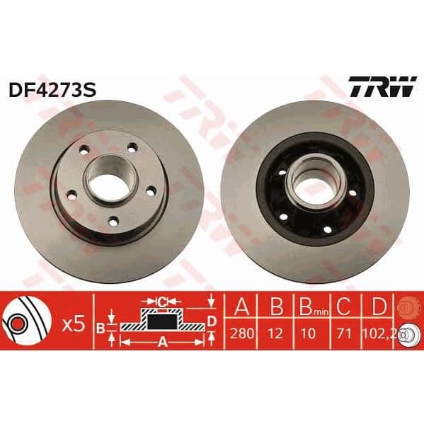 TRW Bremseskive DF4273S