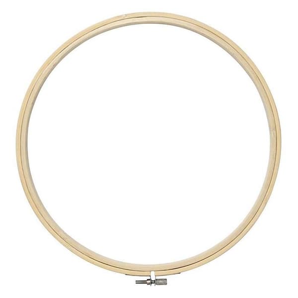 2 i 1 broderi trumma ram - Trä rund - 25 cm