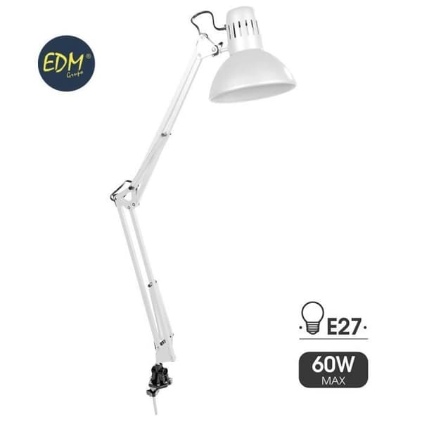 Arkitekt vit flexo melbourne modell med klämback E27 60w EDM