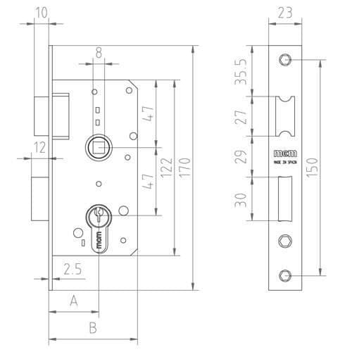 MÄSSING LOCKING MORTISE 45MM 1501 MCM