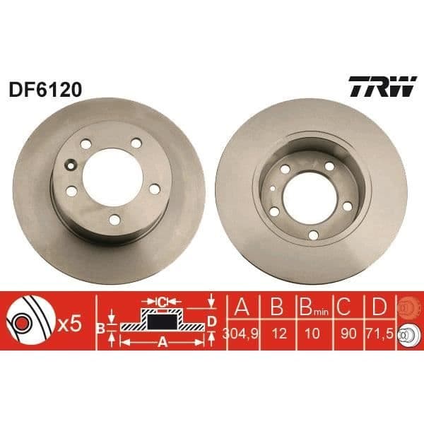 TRW Set med 2 bromsskivor DF6120