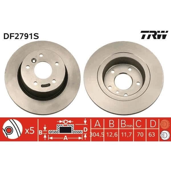 JEU AV 2 BROMSDISKE TRW DF2791S
