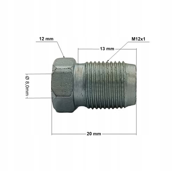 Ende af stiv bremseslange eller udrykkerleje: M12x1 rør 8,0 mm