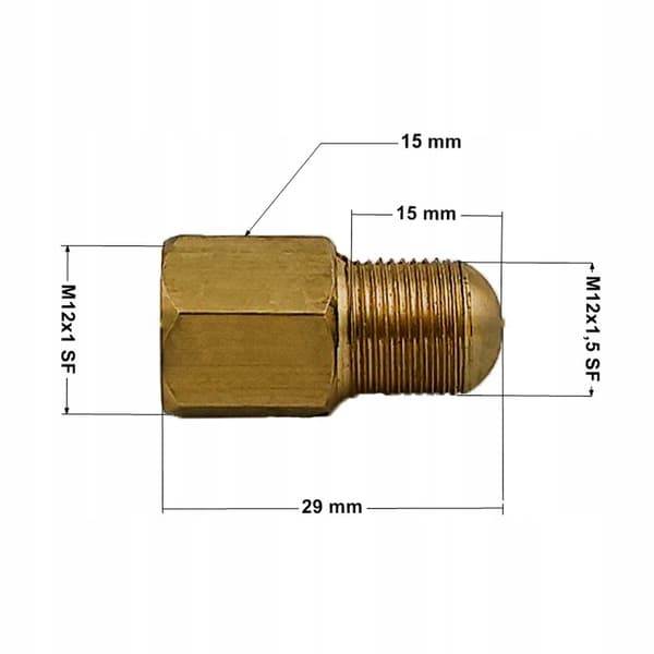 Bromsledningsreduceringsanslutning M12x1,5 utvändig / M12x1 invändig ŁPS-25