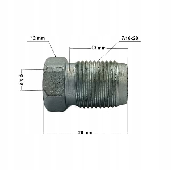 10x Stiv bremseslangeende 7/16""x20 AN4 rør 4.8 (KPS-11)