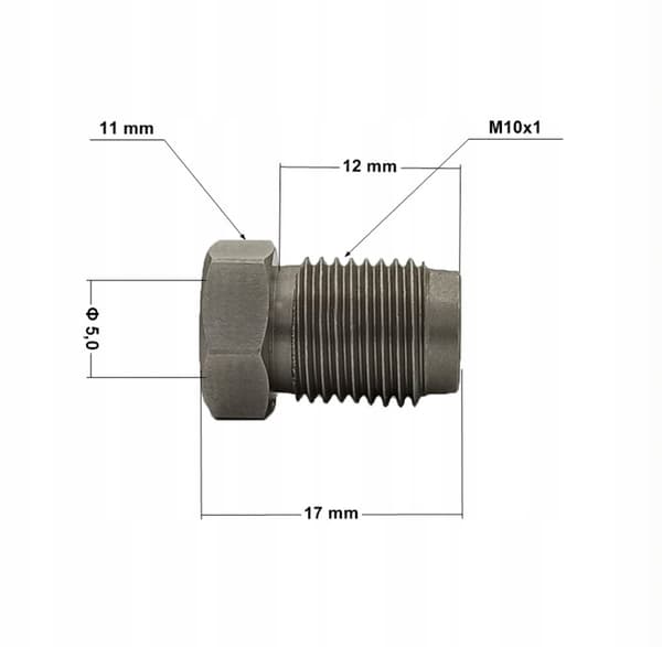 Bremsslangeende i rustfrit stål M10x1 paddehat (KPS-2 SF INOX)