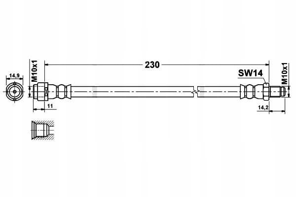 Bremseslanger fleksibelt gummi Mercedes W169 A-klasse, W245 B-klasse