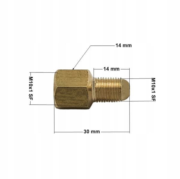 Bromsledningskoppling M10x1 invändig utvändig, SF-kona, ŁPS-12