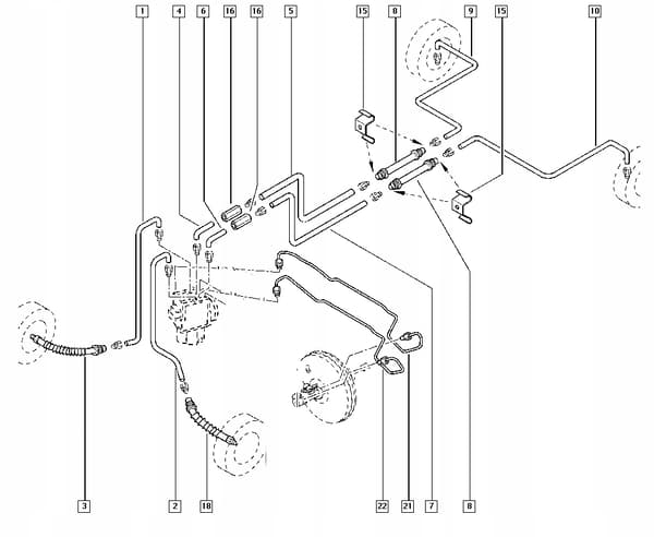 Stela kopparbromsslangar RENAULT TWINGO 2 - Komplett set