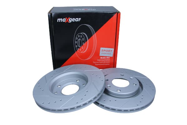 MAXGEAR BREMSESKIVE CITROEN P. BERLINGO C2/C3/C4/DS3/XSARA/206/207/208/307 BOREDE OG SLITTEDE, MED ANTI-KORROSIONSBELÆGNING