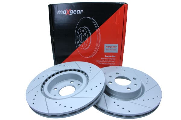 MAXGEAR BREMSESKIVE FIAT P. STILO/DOBLO 05-/BRAVO 06-/MAREA/LYBRA 284MM BOREDE OG SLITTEDE, MED ANTI-KORROSIONSBELÆGNING
