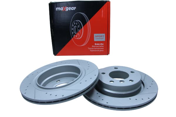 MAXGEAR BREMSESKIVE BMW T. E46 98- BOREDE OG SLITTEDE, MED ANTI-KORROSIONSBELÆGNING