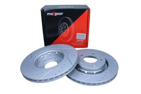 MAXGEAR BREMSESKIVE MITSUBISHI P. OUTLANDER 03-/07-/12-/4007 07- BOREDE OG SLITTEDE, MED ANTI-KORROSIONSBELÆGNING