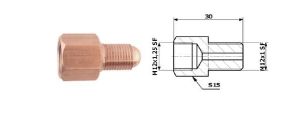 JARRUPUTKEN LIITIN SISÄINEN M12X1.25SF + ULKOINEN M12X1SF