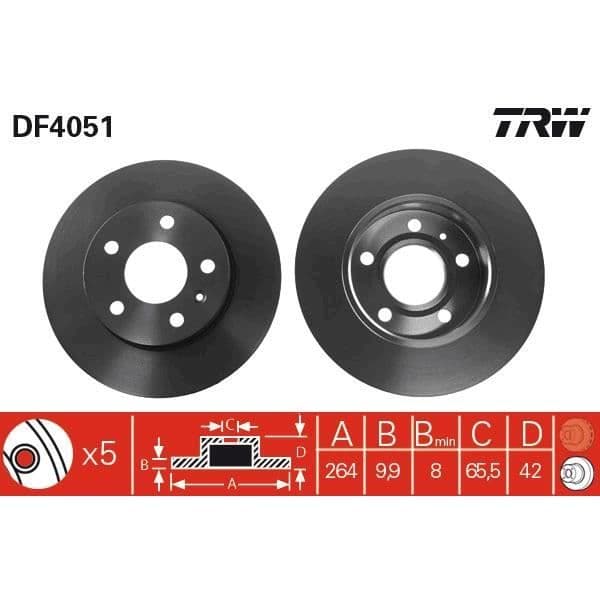 TRW Uppsättning av 2 bromsskivor DF4051