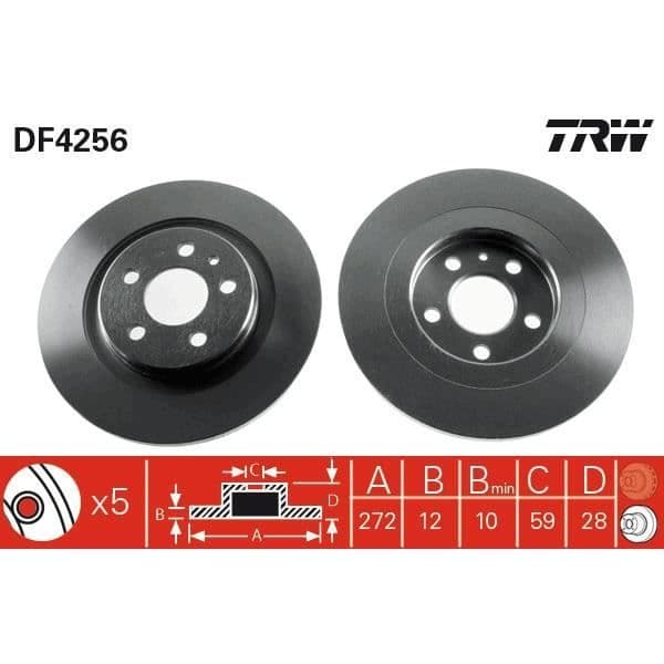 TRW Uppsättning av 2 bromsskivor DF4256