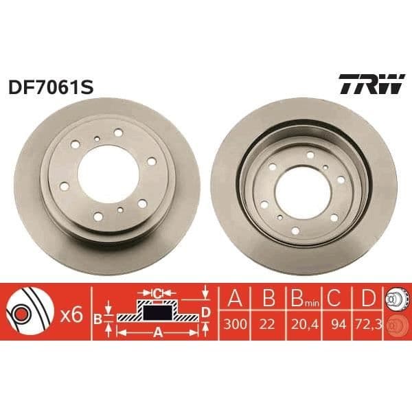 JEU AV 2 BROMSDISKA TRW DF7061S