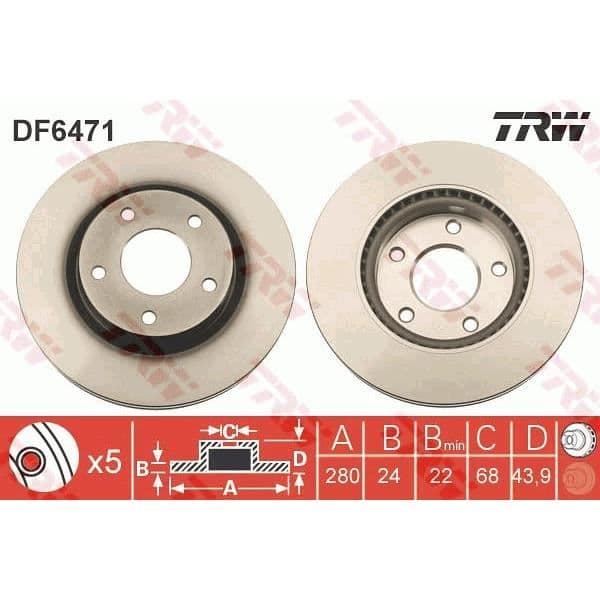 TRW Uppsättning av 2 bromsskivor DF6471