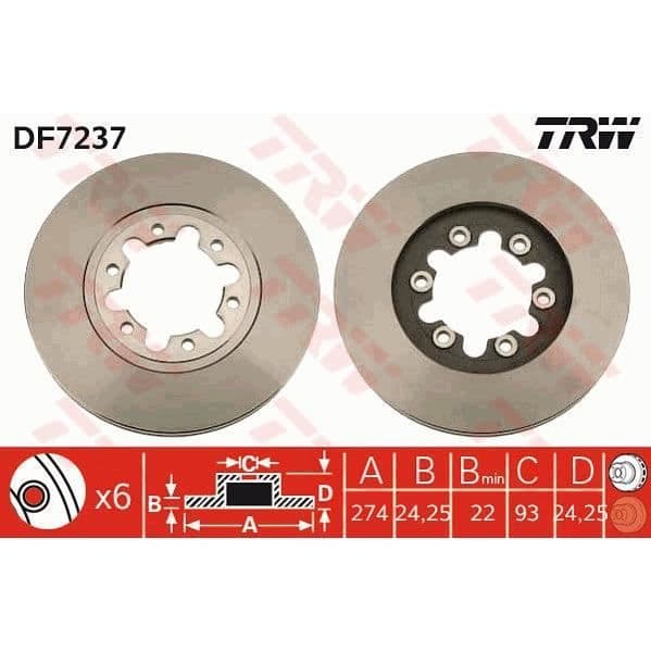 JEU DE DISQUES TRW DF7237