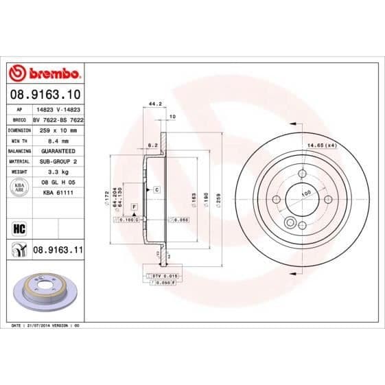 BREMBO SKIVSPEL 08.9163.11