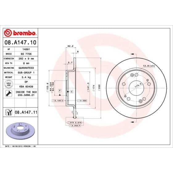 BREMBO SKIVSAET 08.A147.11