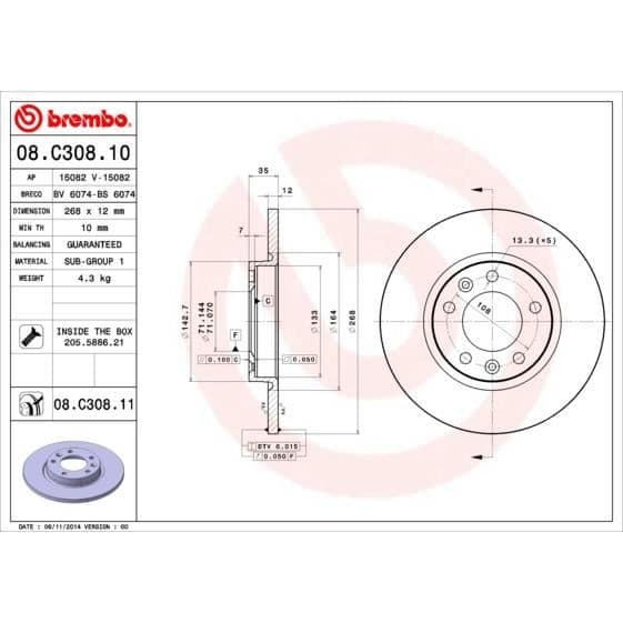 BREMBO SKIVSPEL 08.C308.11
