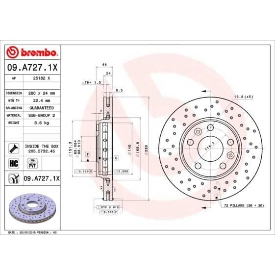BREMBO SKIVSET 09.A727.1X