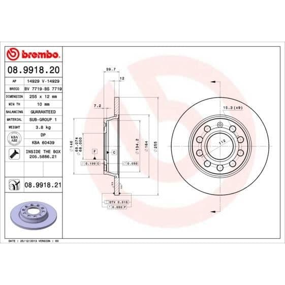 BREMBO SKIVSET 08.9918.21