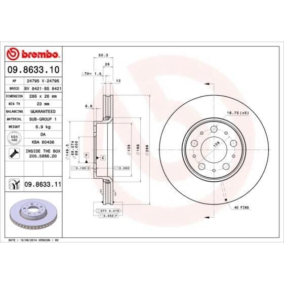 BREMBO SÄTT MED SKIVOR 09.8633.11