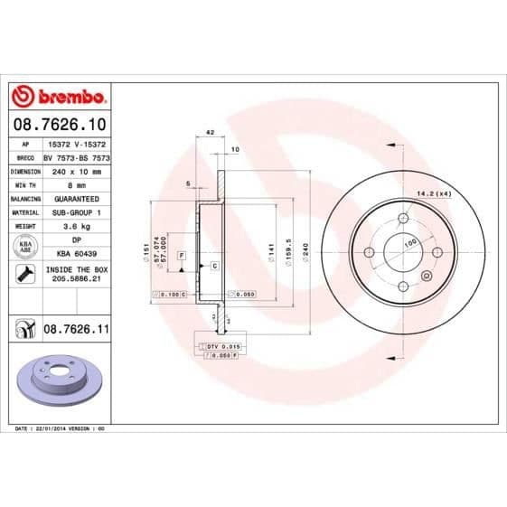 "BREMBO SKIVOR 08.7626.11"