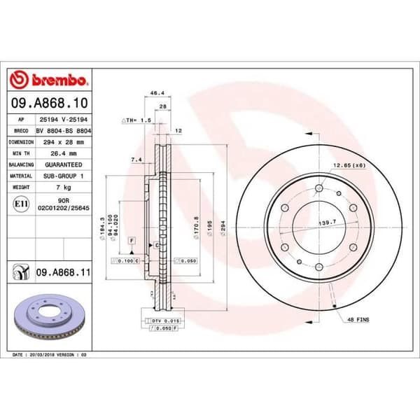 BREMBO SKIVOR 09.A868.11