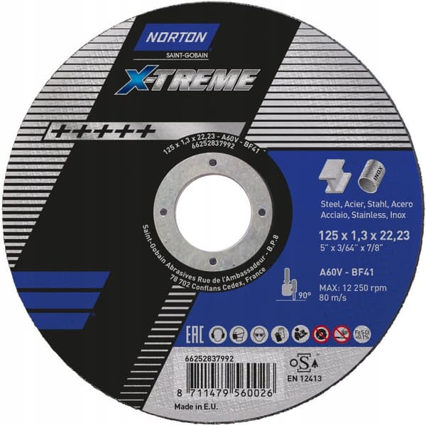 NORTON X-TREME 125x1,3x22 mm kapskiva i stål och metall