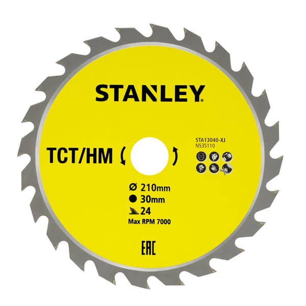 TRÆRUNDSAV TCT 24T 210MM STANLEY STA13040-XJ