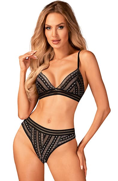 Obsessive Natilya 2-pcs Set Black Sexet undertøj XS/S