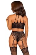 Miniatyrbilde 2 av 5: Leg Avenue Crop Top & Garter Panty Black Sexy undertøy