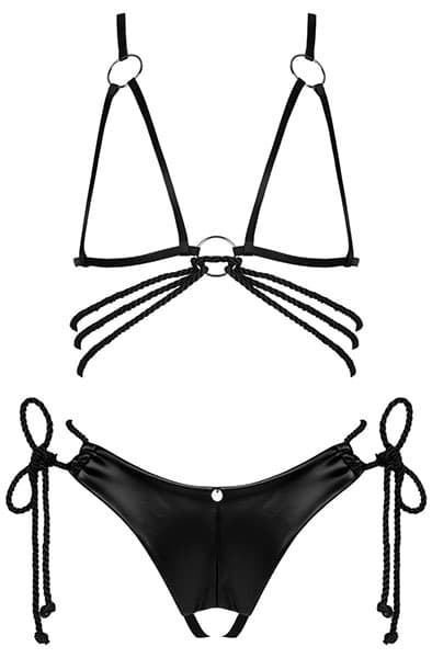 Obsessive Cordellis 2-pcs Cupless Set Black Sexet undertøj