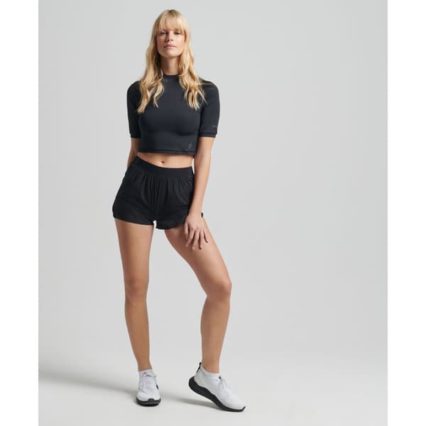 Superdry T-paita Run 3/4 Tight Crop Musta S Nainen