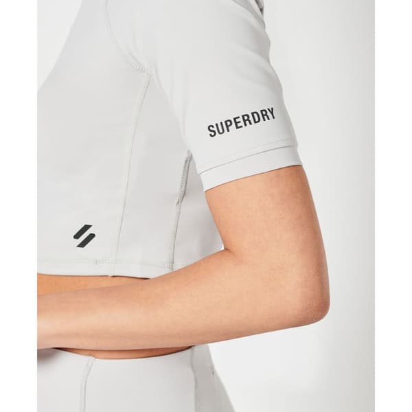 Superdry T-shirt Run 3/4 Tight Crop Vit L Kvinna