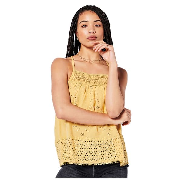 Superdry Ärmlös T-shirt Vintage Woven Lace Gul S Kvinna