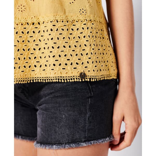 Superdry Ärmlös T-shirt Vintage Woven Lace Gul M Kvinna