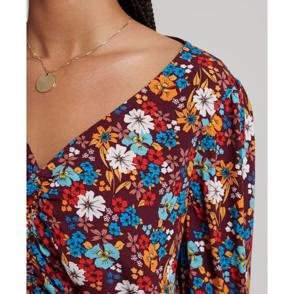 Superdry Top Vintage Tie Front Brun XL Kvinde