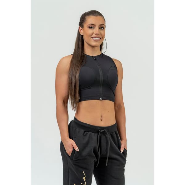 Nebbia Sports Top Høj Support Compression Push-up Mesh Sort S Kvinde