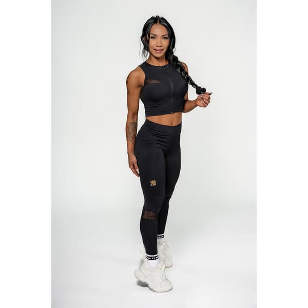 Nebbia Sports Top Høj Support Compression Push-up Mesh Gold Sort M Kvinde