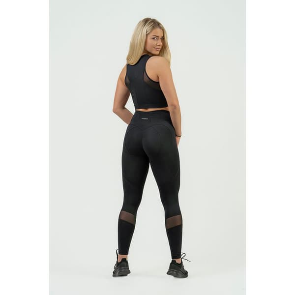 Nebbia Sports Top Høj Support Compression Push-up Mesh Sort XS Kvinde
