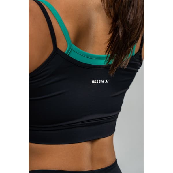 Nebbia Sports Top Lav Støtte Double Layer Flex Sort L Kvinde