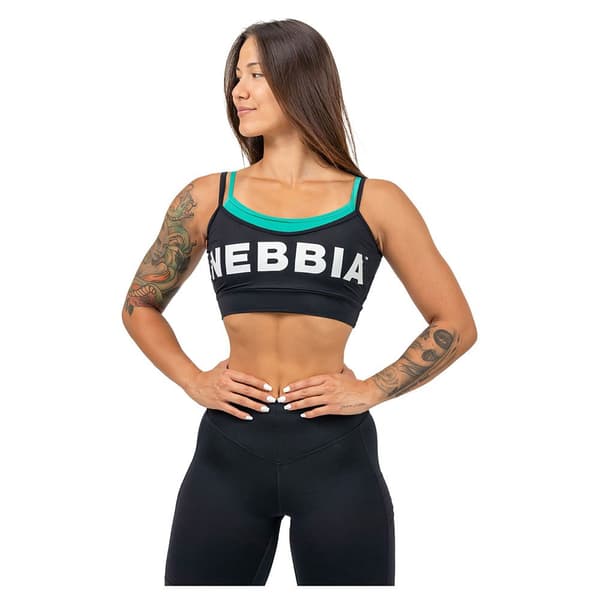 Nebbia Sports Top Lav Støtte Double Layer Flex Sort L Kvinde